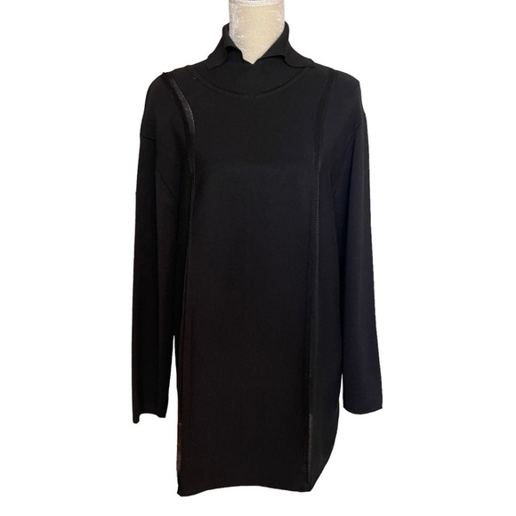 Gliv Made in Italy Merino Wool Black Sweater Tunic Top Women’s Size L - Picture 1 of 11